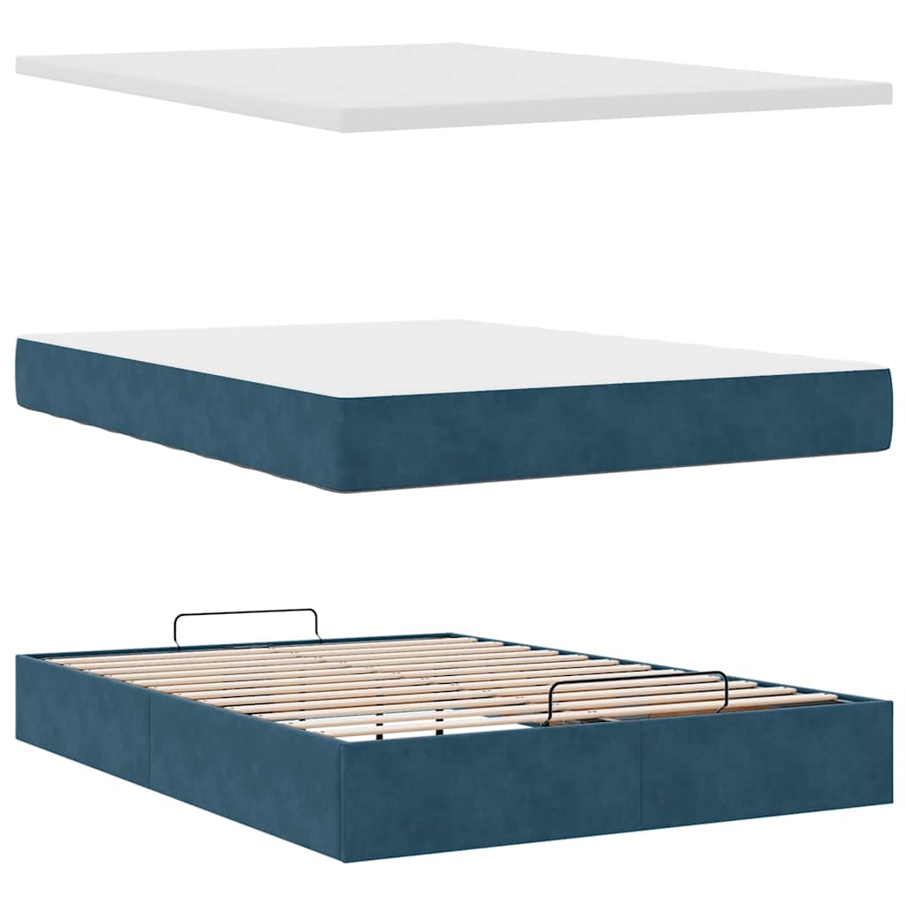vidaXL Ottoman-Bett mit Matratze Dunkelblau 120x190 cm Samt