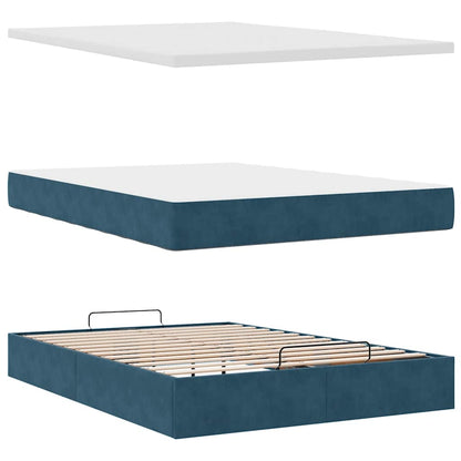 vidaXL Ottoman-Bett mit Matratze Dunkelblau 120x190 cm Samt