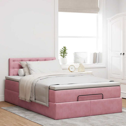 vidaXL Ottoman-Bett mit Matratze Rosa 120x190 cm Samt