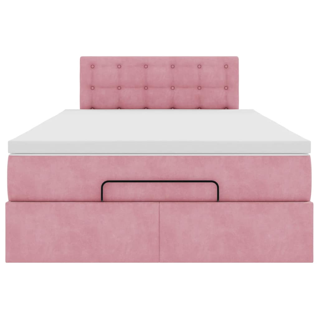 vidaXL Ottoman-Bett mit Matratze Rosa 120x190 cm Samt