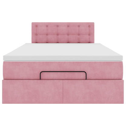 vidaXL Ottoman-Bett mit Matratze Rosa 120x190 cm Samt