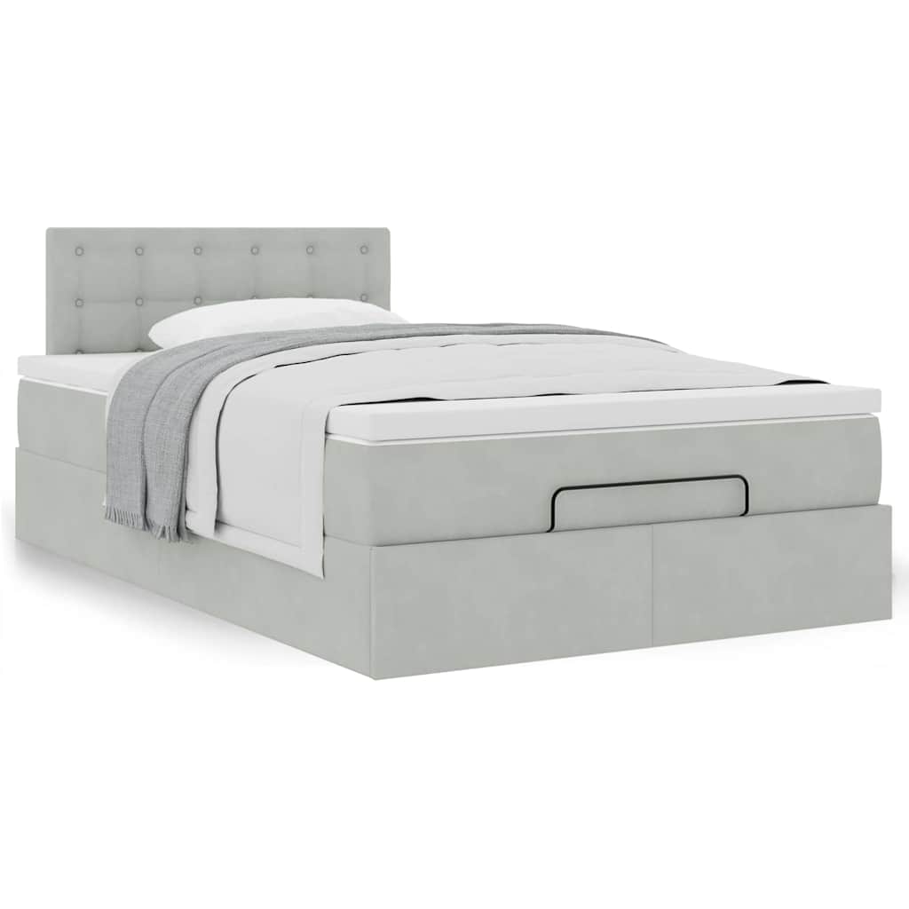 vidaXL Ottoman-Bett mit Matratze Hellgrau 120x200 cm Samt
