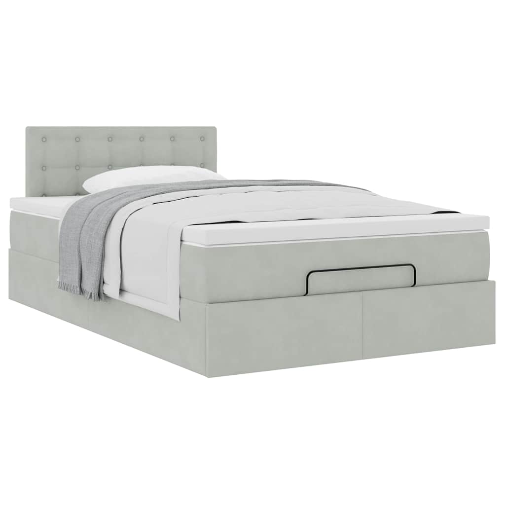 vidaXL Ottoman-Bett mit Matratze Hellgrau 120x200 cm Samt