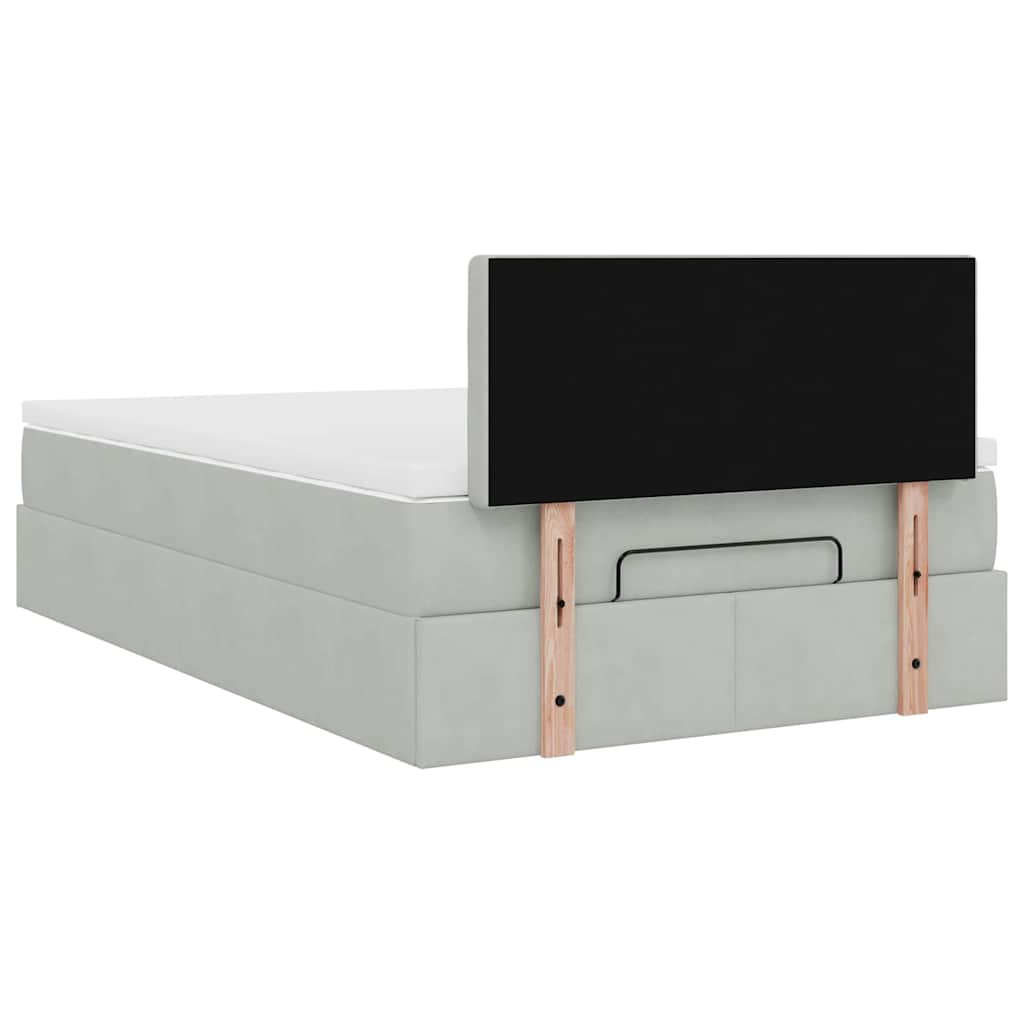 vidaXL Ottoman-Bett mit Matratze Hellgrau 120x200 cm Samt