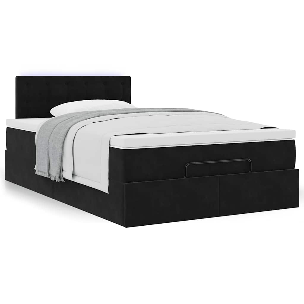 vidaXL Ottoman-Bett mit Matratze Schwarz 120x200 cm Samt
