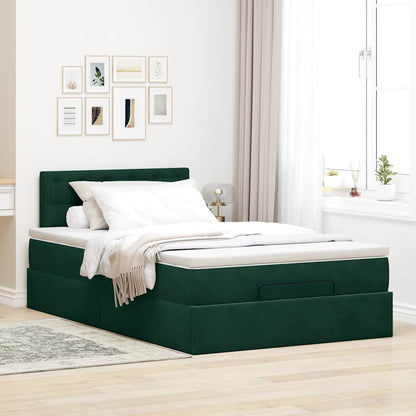 vidaXL Ottoman-Bett mit Matratze Dunkelgrün 120x200 cm Samt
