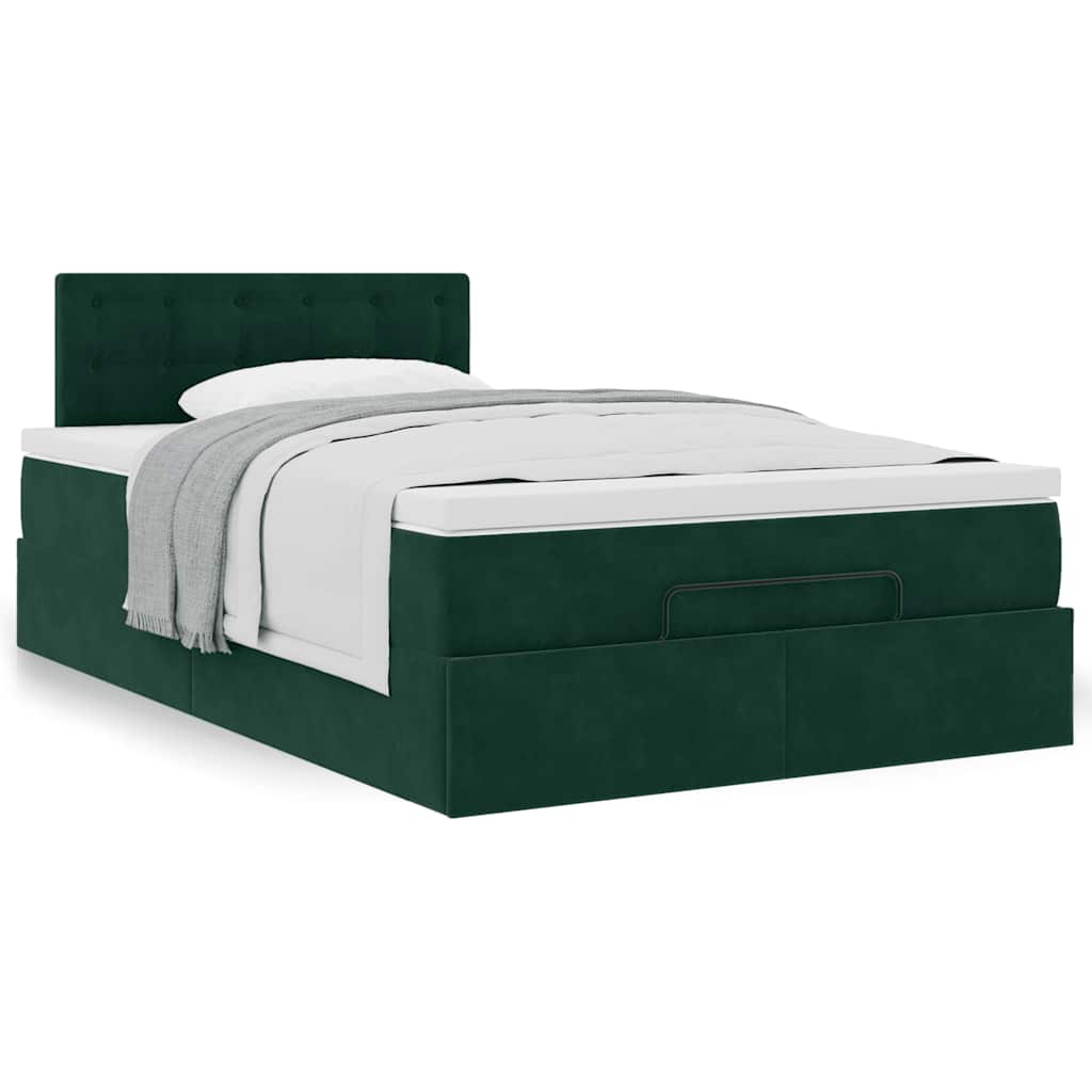 vidaXL Ottoman-Bett mit Matratze Dunkelgrün 120x200 cm Samt