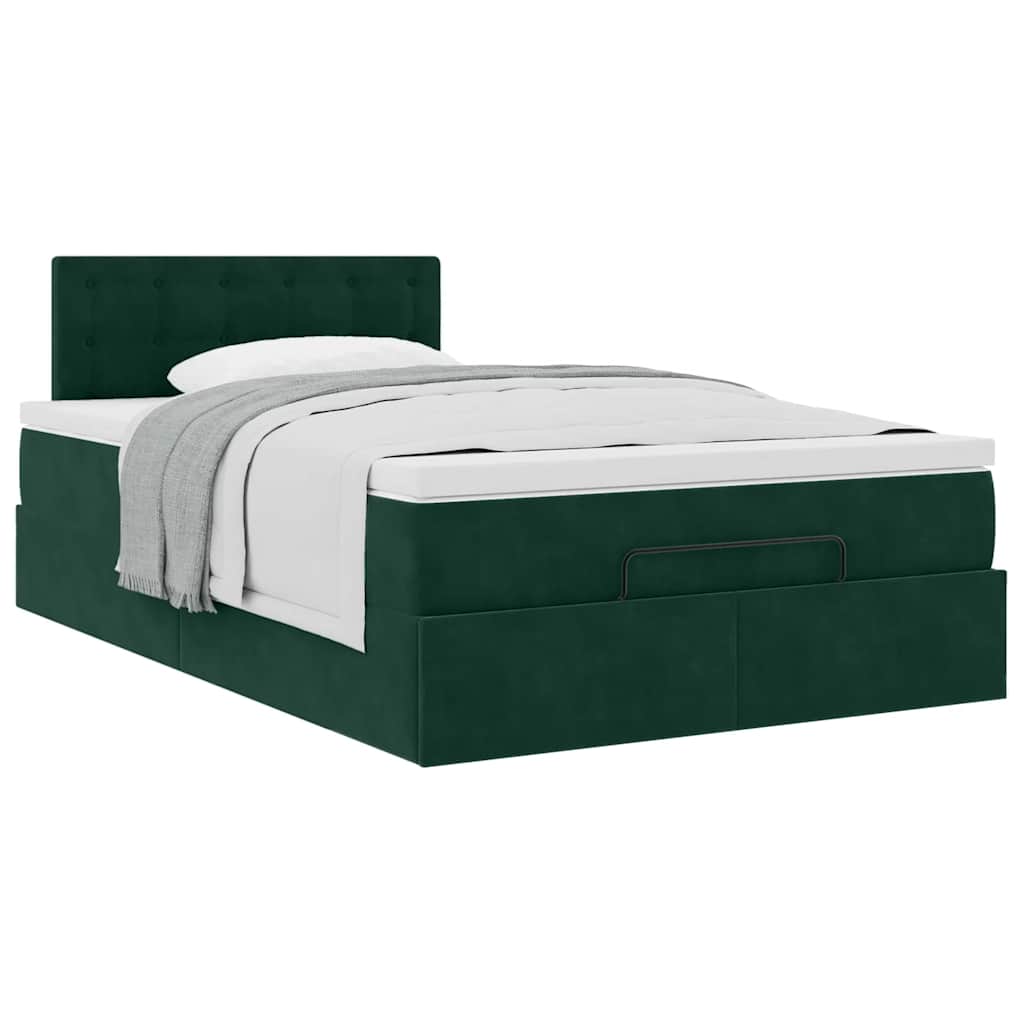 vidaXL Ottoman-Bett mit Matratze Dunkelgrün 120x200 cm Samt