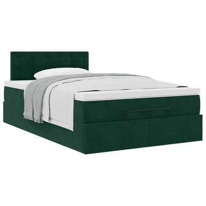 vidaXL Ottoman-Bett mit Matratze Dunkelgrün 120x200 cm Samt