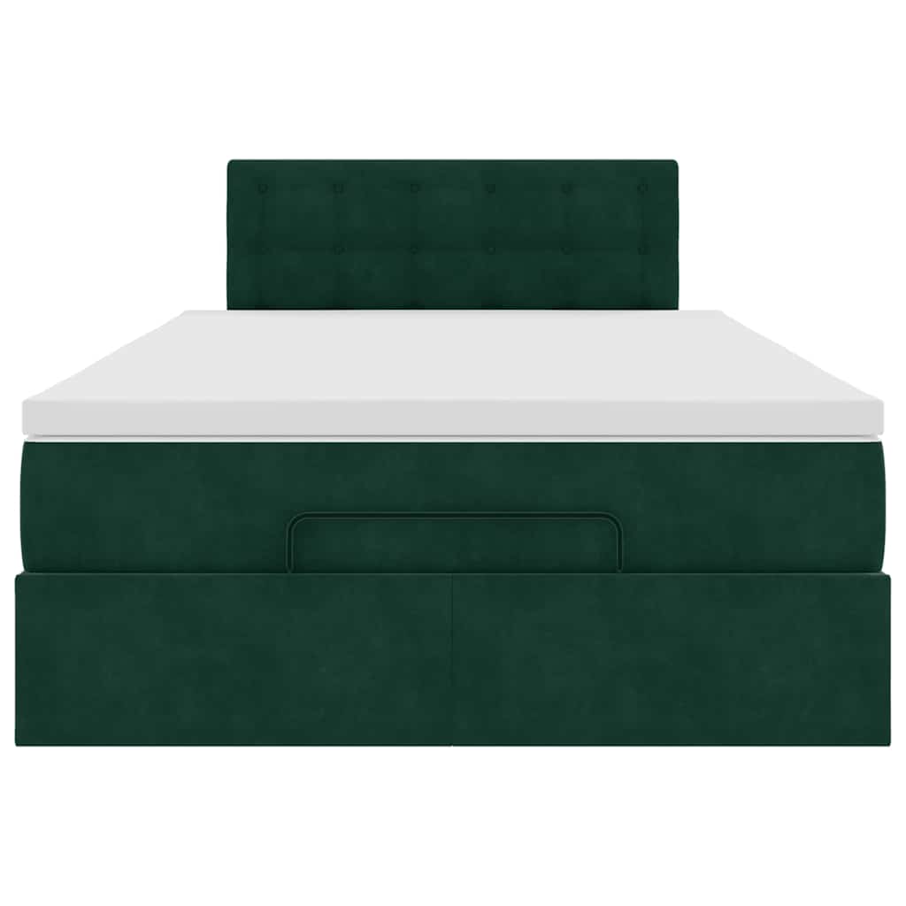 vidaXL Ottoman-Bett mit Matratze Dunkelgrün 120x200 cm Samt