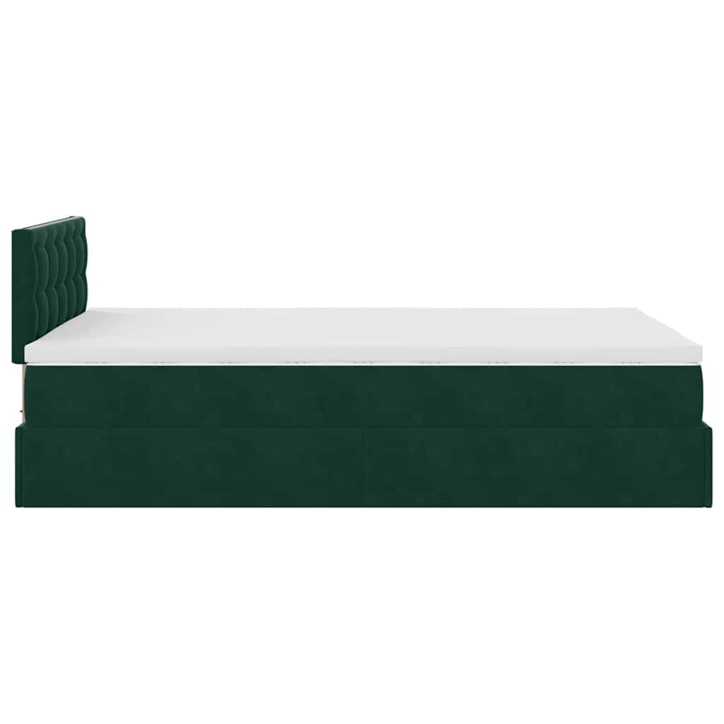 vidaXL Ottoman-Bett mit Matratze Dunkelgrün 120x200 cm Samt