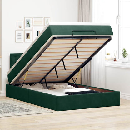 vidaXL Ottoman-Bett mit Matratze Dunkelgrün 120x200 cm Samt
