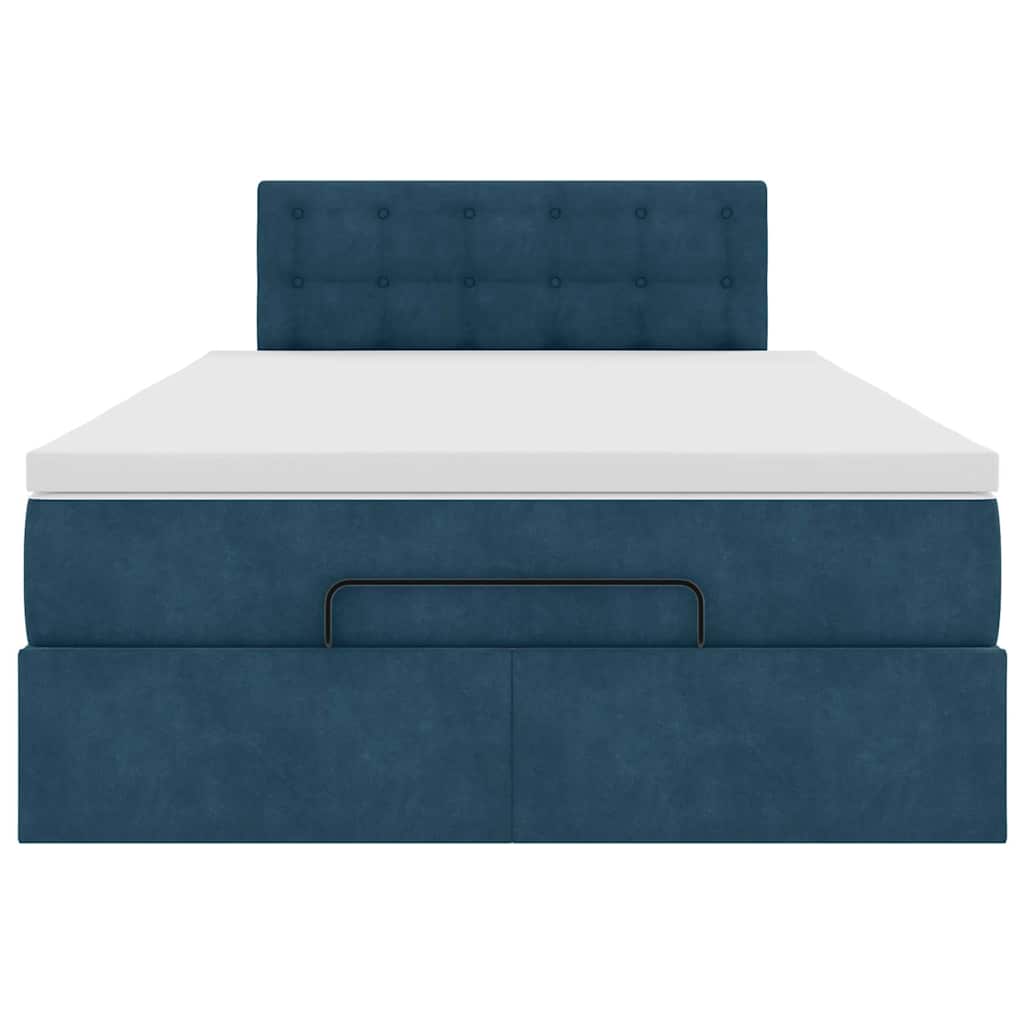Ottoman-Bett mit Matratze Dunkelblau 120x200 cm Samt