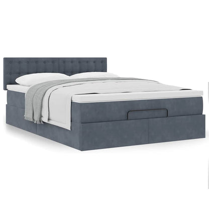 vidaXL Ottoman-Bett mit Matratze Dunkelgrau 140x190 cm Samt