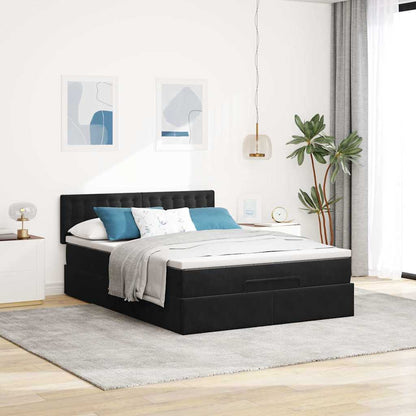 vidaXL Ottoman-Bett mit Matratze Schwarz 140x190 cm Samt