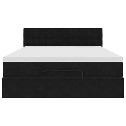vidaXL Ottoman-Bett mit Matratze Schwarz 140x190 cm Samt