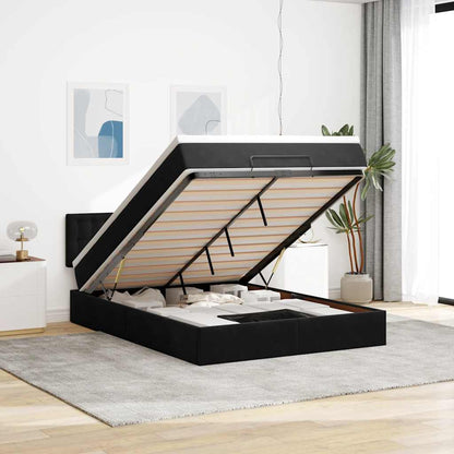 vidaXL Ottoman-Bett mit Matratze Schwarz 140x190 cm Samt