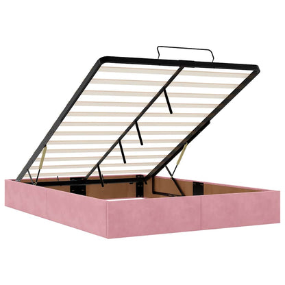 vidaXL Ottoman-Bett mit Matratze Rosa 140x190 cm Samt