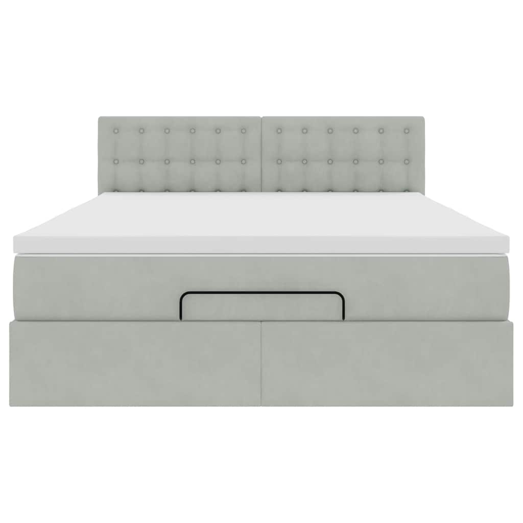 vidaXL Ottoman-Bett mit Matratze Hellgrau 140x200 cm Samt