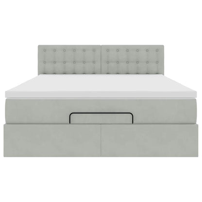 vidaXL Ottoman-Bett mit Matratze Hellgrau 140x200 cm Samt
