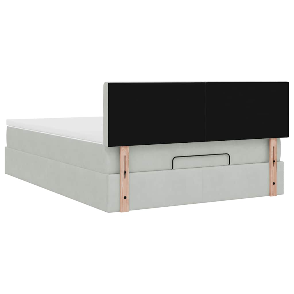 vidaXL Ottoman-Bett mit Matratze Hellgrau 140x200 cm Samt