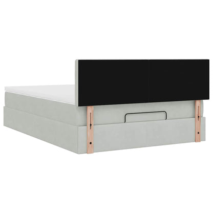 vidaXL Ottoman-Bett mit Matratze Hellgrau 140x200 cm Samt