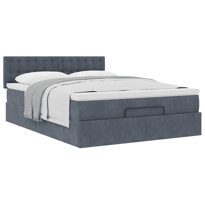 vidaXL Ottoman-Bett mit Matratze Dunkelgrau 140x200 cm Samt