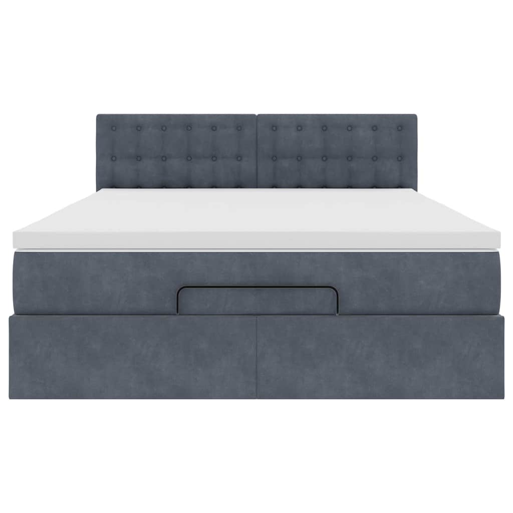 vidaXL Ottoman-Bett mit Matratze Dunkelgrau 140x200 cm Samt
