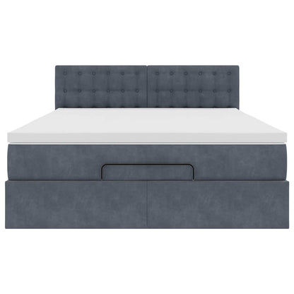 vidaXL Ottoman-Bett mit Matratze Dunkelgrau 140x200 cm Samt