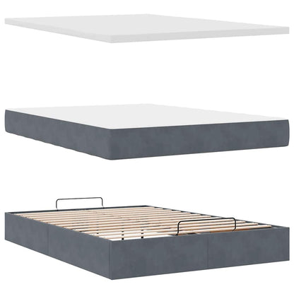 vidaXL Ottoman-Bett mit Matratze Dunkelgrau 140x200 cm Samt