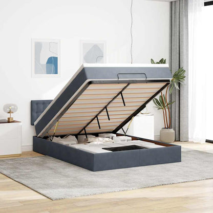 vidaXL Ottoman-Bett mit Matratze Dunkelgrau 140x200 cm Samt