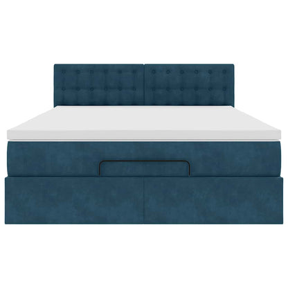 Ottoman-Bett mit Matratze Dunkelblau 140x200 cm Samt
