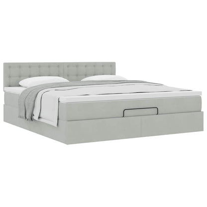 vidaXL Ottoman-Bett mit Matratze Hellgrau 160x200 cm Samt