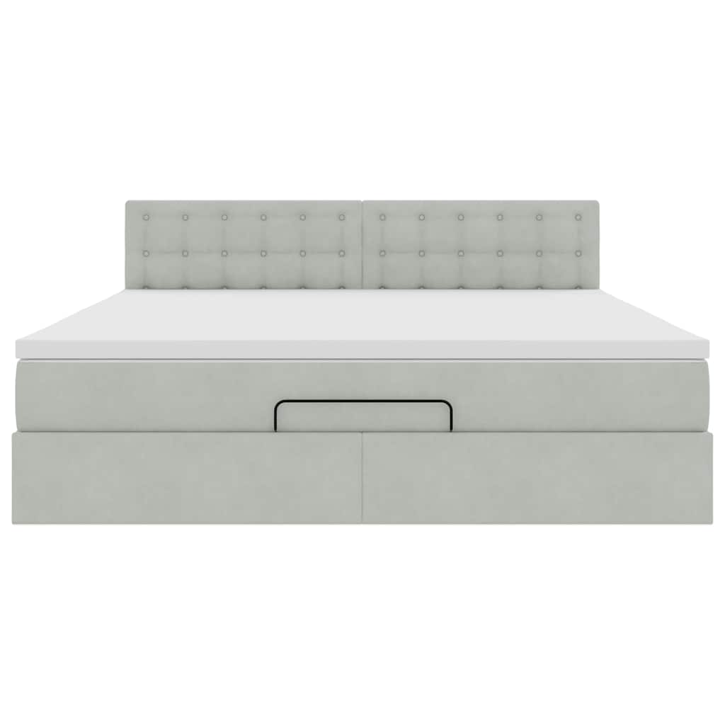 vidaXL Ottoman-Bett mit Matratze Hellgrau 160x200 cm Samt