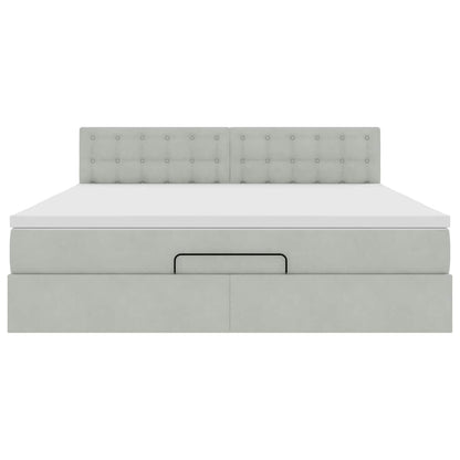 vidaXL Ottoman-Bett mit Matratze Hellgrau 160x200 cm Samt
