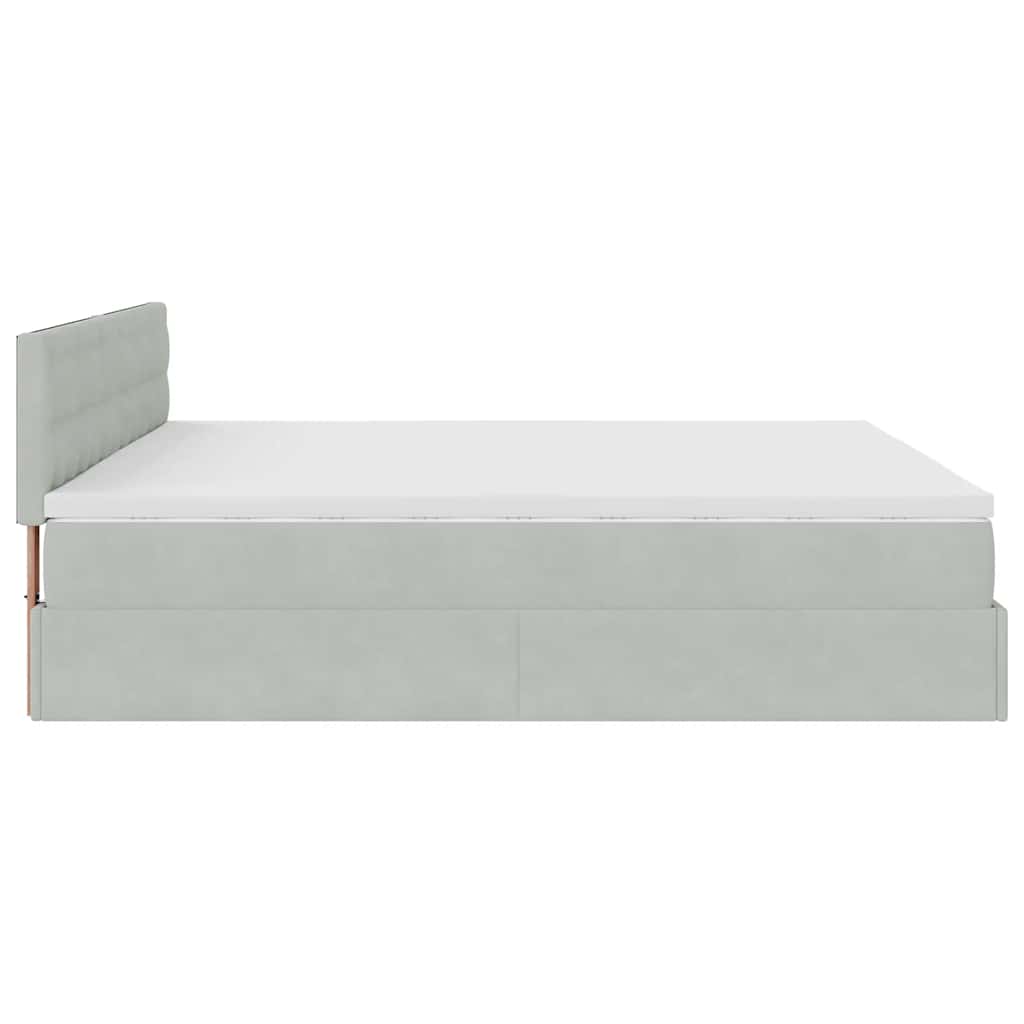 vidaXL Ottoman-Bett mit Matratze Hellgrau 160x200 cm Samt