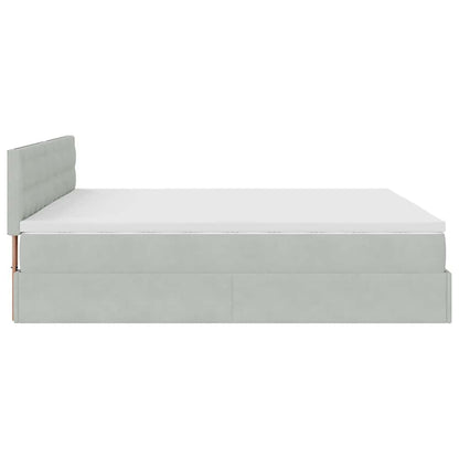 vidaXL Ottoman-Bett mit Matratze Hellgrau 160x200 cm Samt