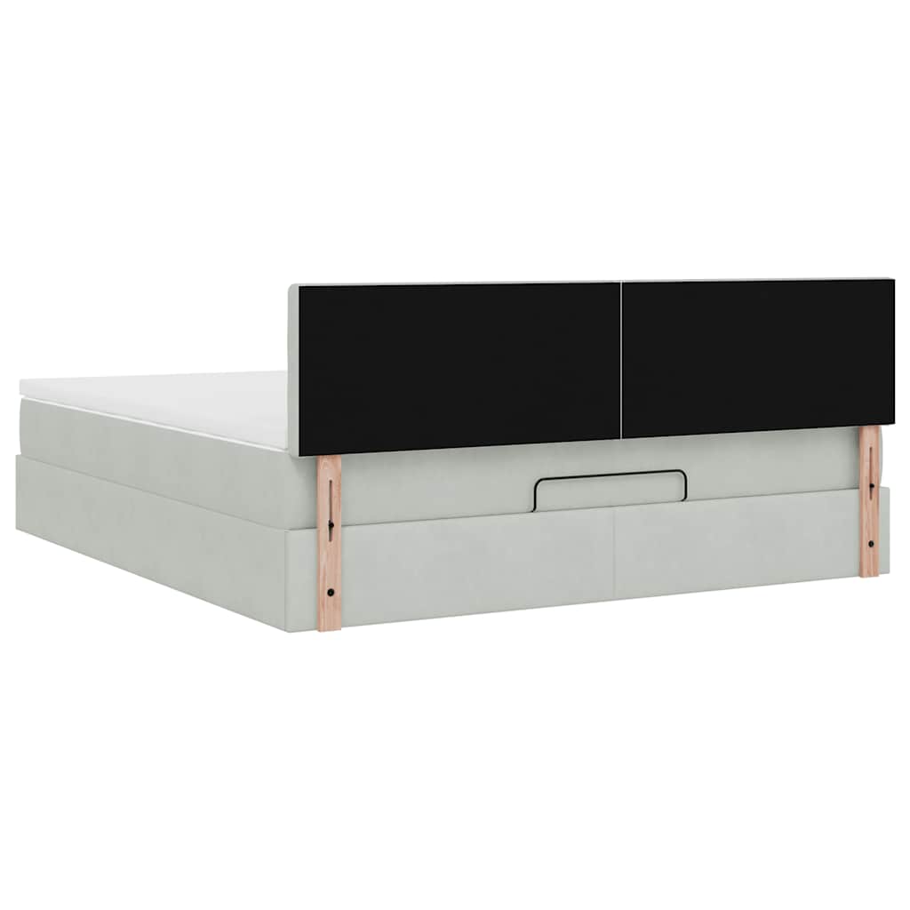 vidaXL Ottoman-Bett mit Matratze Hellgrau 160x200 cm Samt