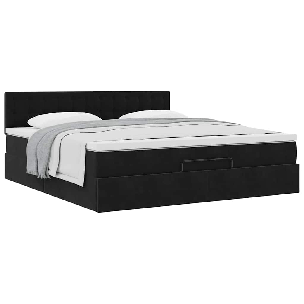 vidaXL Ottoman-Bett mit Matratze Schwarz 160x200 cm Samt
