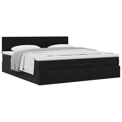 vidaXL Ottoman-Bett mit Matratze Schwarz 160x200 cm Samt