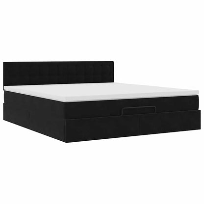 vidaXL Ottoman-Bett mit Matratze Schwarz 160x200 cm Samt