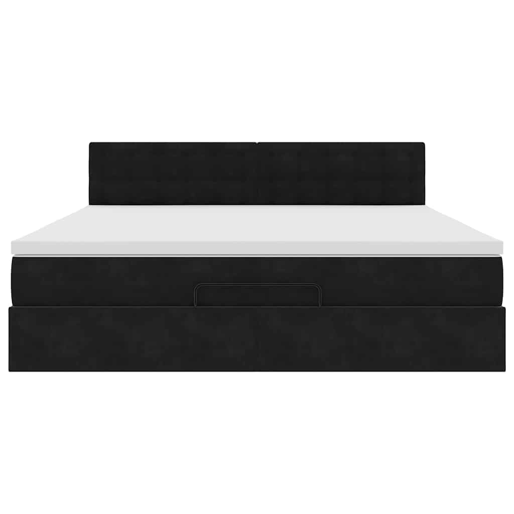 vidaXL Ottoman-Bett mit Matratze Schwarz 160x200 cm Samt