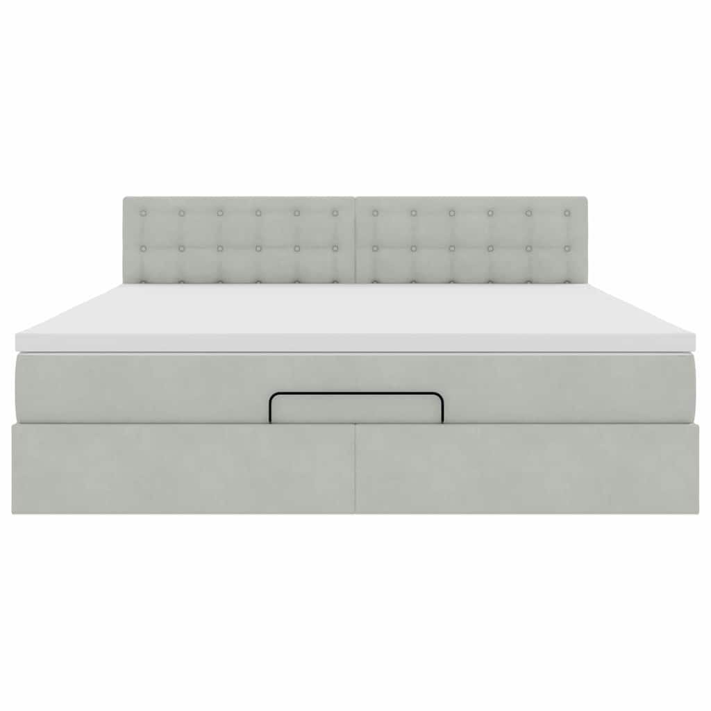 vidaXL Ottoman-Bett mit Matratze Hellgrau 180x200 cm Samt