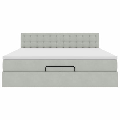 vidaXL Ottoman-Bett mit Matratze Hellgrau 180x200 cm Samt