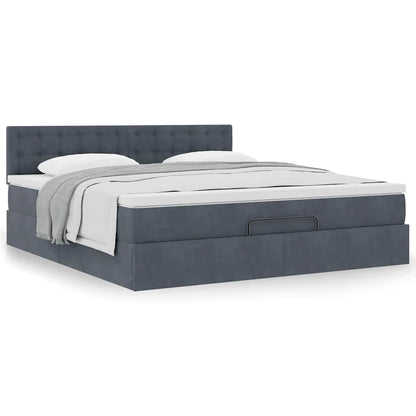vidaXL Ottoman-Bett mit Matratze Dunkelgrau 180x200 cm Samt
