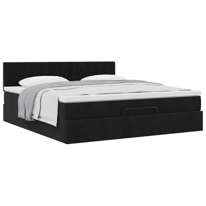 vidaXL Ottoman-Bett mit Matratze Schwarz 180x200 cm Samt