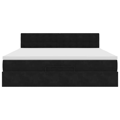 vidaXL Ottoman-Bett mit Matratze Schwarz 180x200 cm Samt