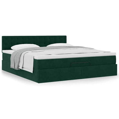 vidaXL Ottoman-Bett mit Matratze Dunkelgrün 180x200 cm Samt