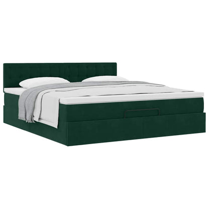 vidaXL Ottoman-Bett mit Matratze Dunkelgrün 180x200 cm Samt