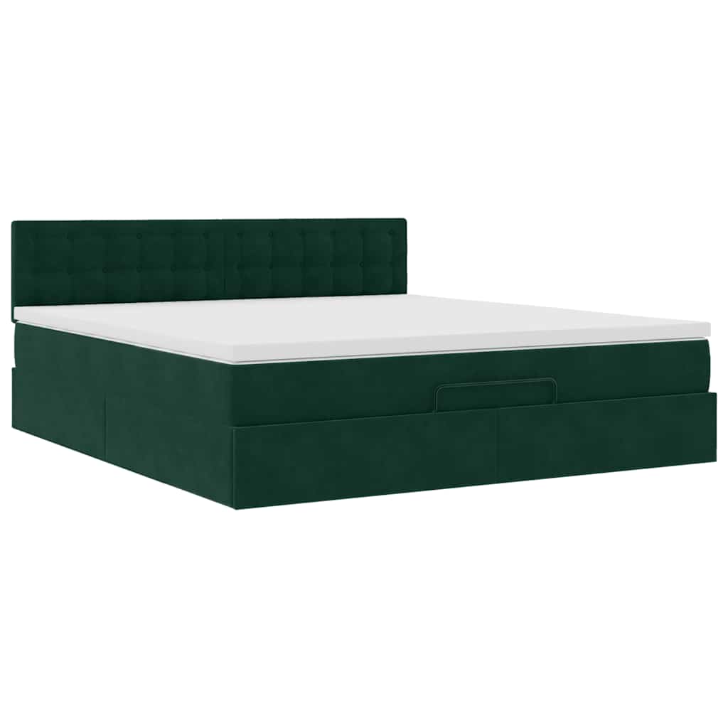 vidaXL Ottoman-Bett mit Matratze Dunkelgrün 180x200 cm Samt